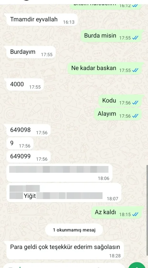 Yemek Kartı Bozdurma müşteri dönüşü ve ödeme kanıtı ekran görüntüsü 4